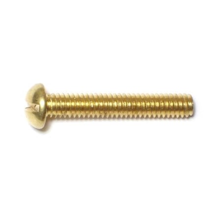 Midwest Fastener #8-32 x 1 in Slotted Round Machine Screw, Plain Brass, 30 PK 61774